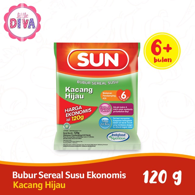 SUN BUBUK SEREAL SUSU 120gr Rasa BERAS MERAH Kacang Hijau Susu Pisang - Sachet Sun Bubuk Sereal Beras Merah 120gr