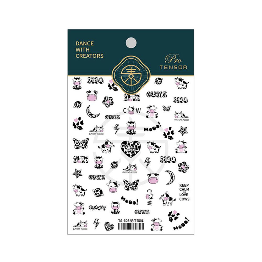 AUGUSTINA Agustina 5D Terukir Stiker Kuku Indah Kupu-Kupu Sapi Silder Decal DIY Nail Art Perhiasan