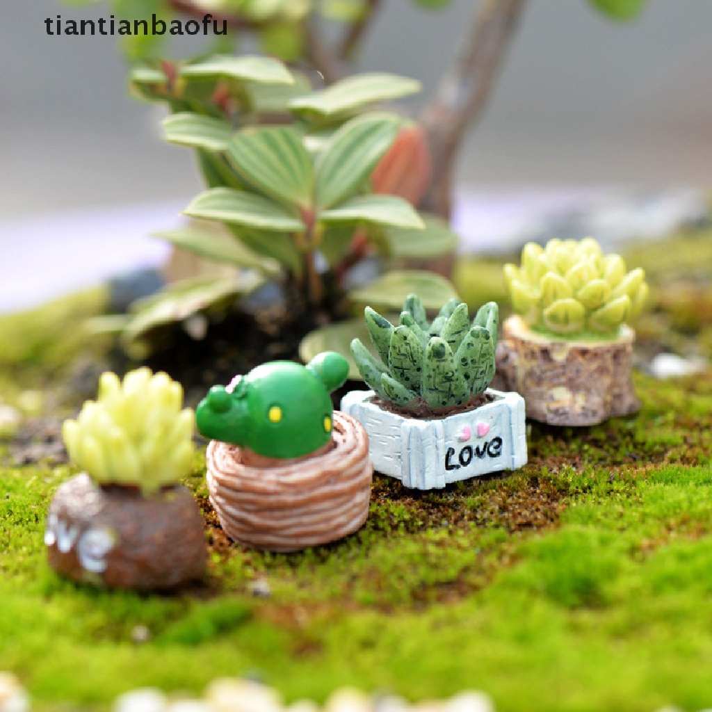 [tiantianbaofu] 4Pcs Plant DIY Resin Fairy Garden Craft Decoration Miniature Micro Gnome Terrarium Gift Boutique