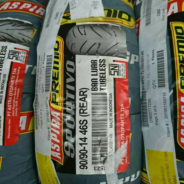  Aspira  Premio Sportivo 90 90 14 R ban  tubeless belakang 