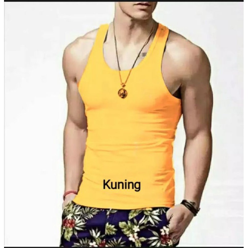 kaos dalam pria model singlet multi warna bahan katun