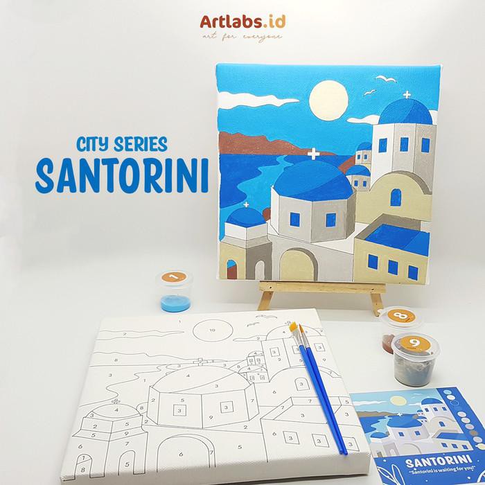 

Santorini - Paint By Number 10 Color[City Series]|Painting Kit Murah Meriah Ready