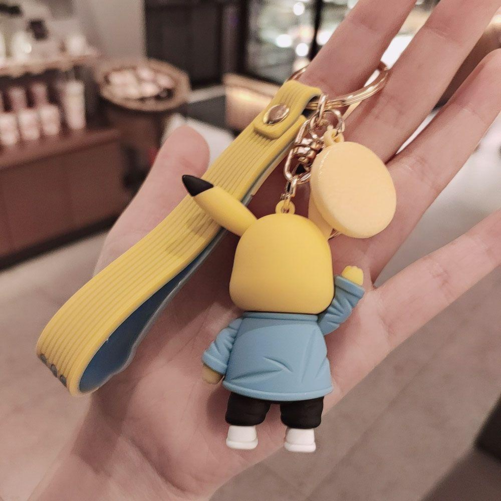 Gantungan Kunci Agustin Pikachu Lucu Anime Jepang Miniatur Jenny Turtle Keyring Spray Fire Dragon Key Ring