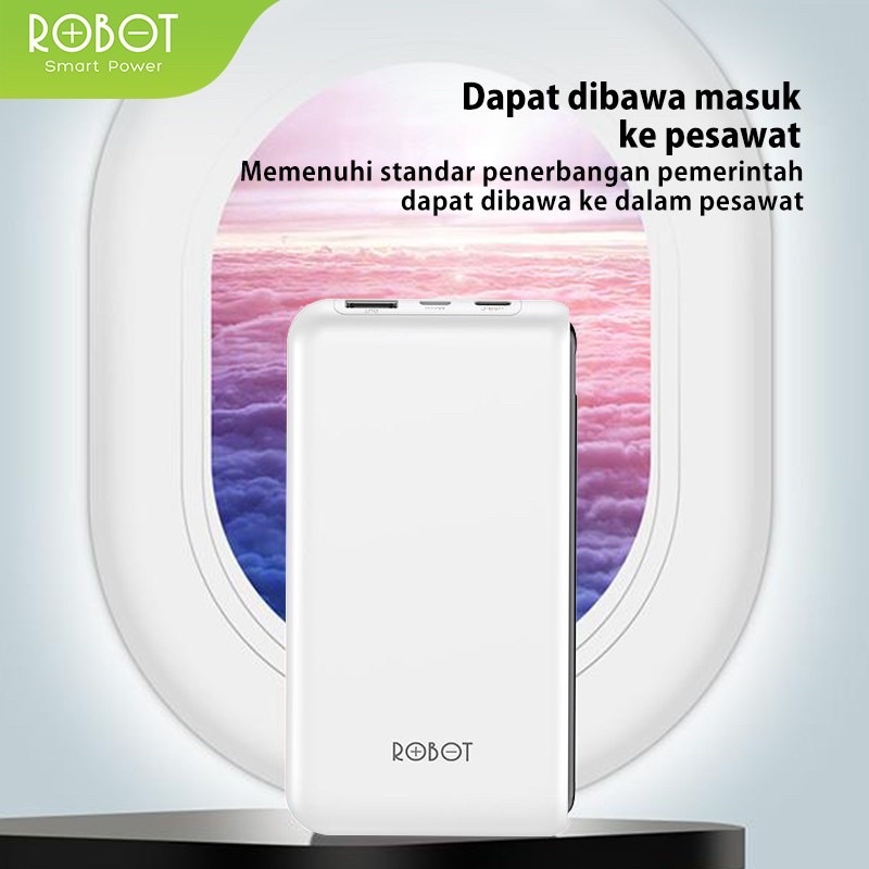 ROBOT Power Bank RT180 10000mAh Dual Input Port Type C &amp; Micro USB Garansi Original Resmi