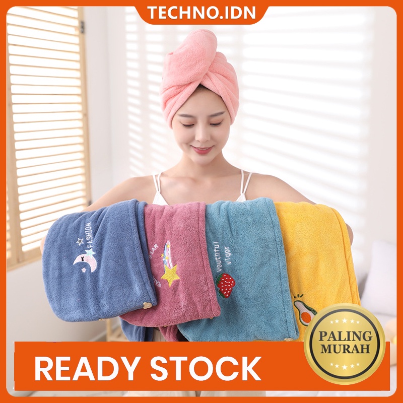 Topi Import Microfiber Handuk Keramas Handuk Pengering Rambut Serap Air Head Towel Wanita Magic Towel