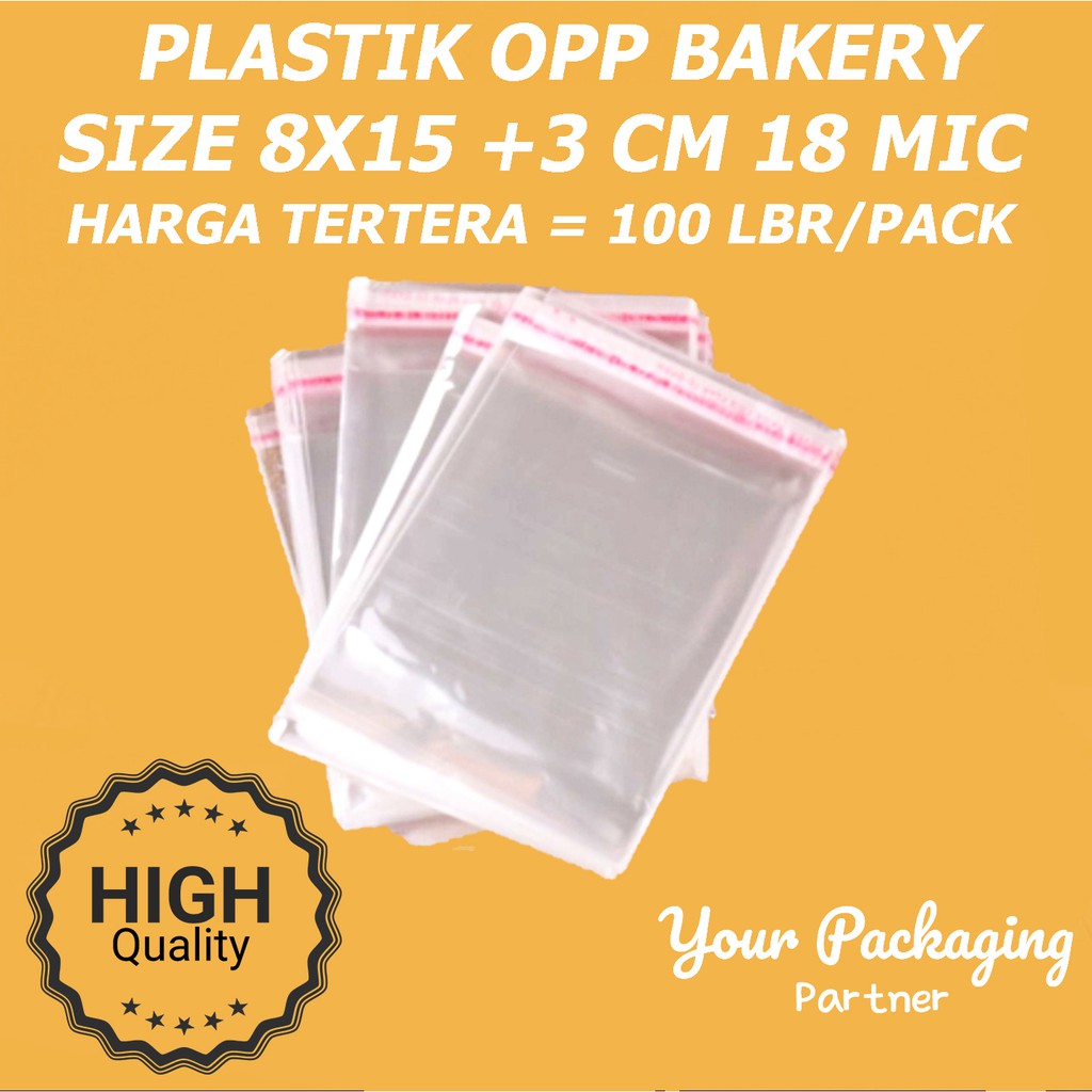 PLASTIK OPP 8X15 CM ( SEAL / LEM ) BUNGKUS / KEMASAN ROTI , SOUVENIR , AKSESORIS DLL