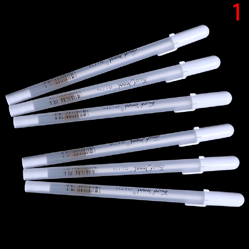 (Birth) 3 / 6pcs Pulpen Gel Warna Putih Untuk Menggambar / Melukis / Sketsa