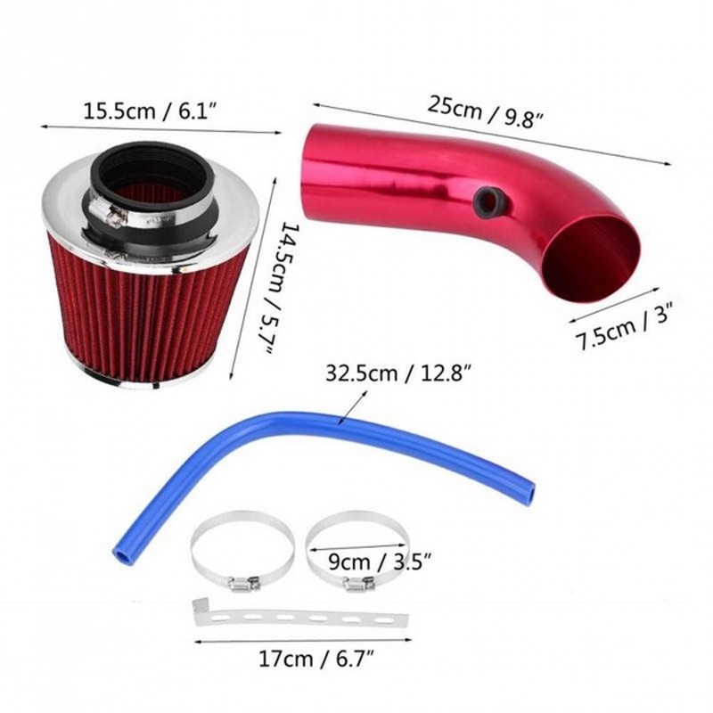 [3&quot; 76mm Car Air Intake Pipe Kit] [Cold Air Intake Aluminum Pipe Air filter Pipe]