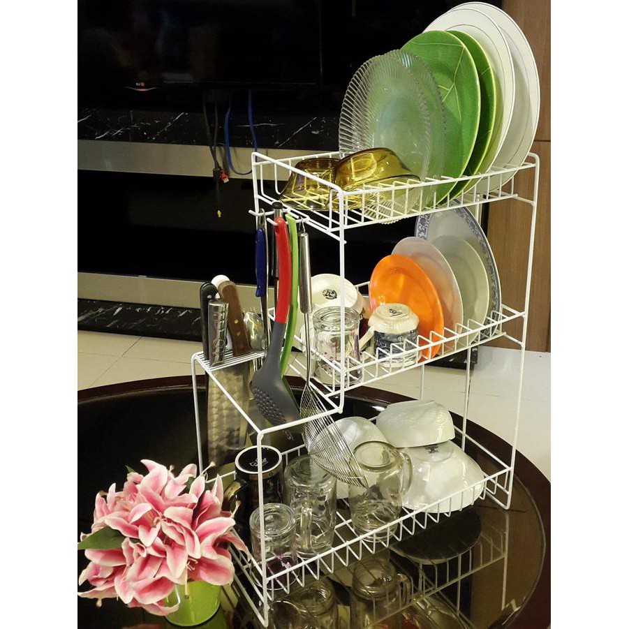 PROMO Rak Piring 3 Tingkat Rak Gelas Rak Kawat Rak Serba Guna TORAJA