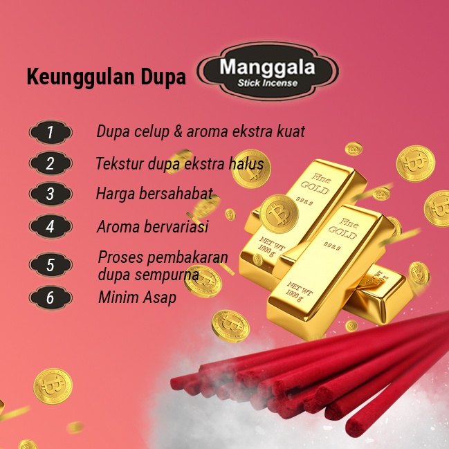 Dupa/Hio Wangi Fortune Manggala Stick Merah 32cm ± 780 Stick / 800gr