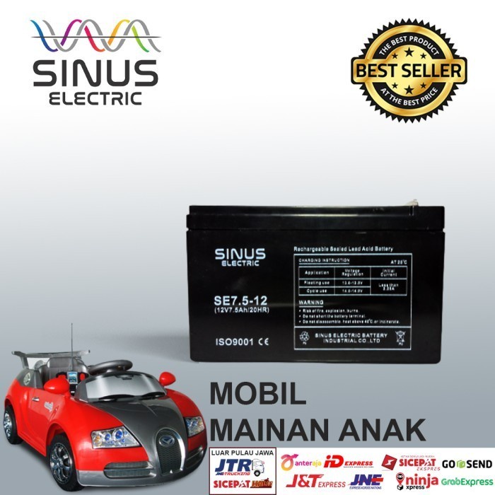 Aki maianan mobil anak 12V 7.5Ah Aki VRLA SINUS 7.5-12