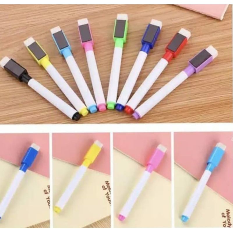 

Spidol papan tulis kecil hitam mainan anak balita corat warna warni magnet small white board pena
