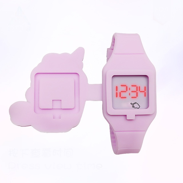 Jam Tangan Anak Desain Unicorn Dengan Lampu LED Bahan Silikon