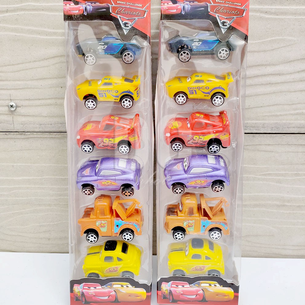 Speed Challenge Cars 3 6in1 Mainan Mobil Balap Pullback Lightning McQueen Pull Back