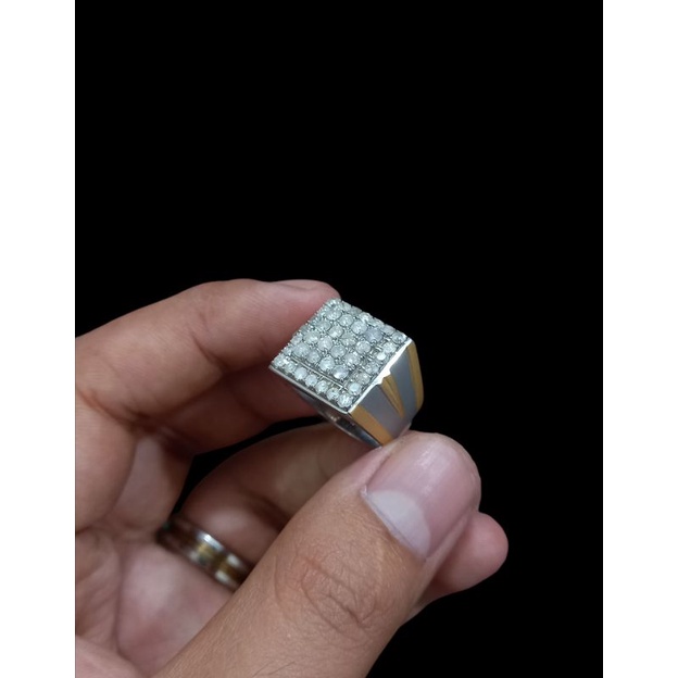 cincin berlian pria full berlian eropa ring perak croom doff combinasi ringsize 19