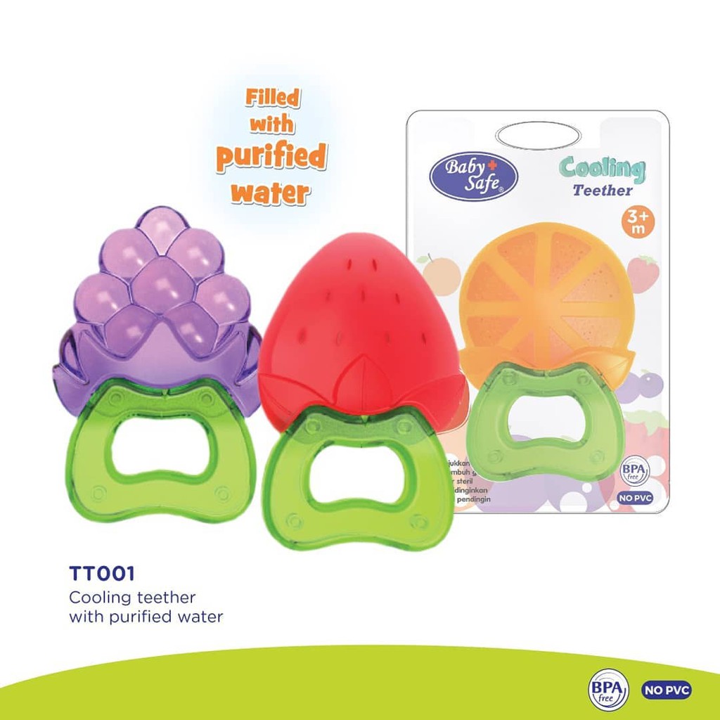 Baby Safe Teether Mainan Gigitan Bayi Easy Grip Rubber Cooling Teether With Purified Water