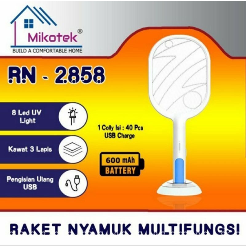 Raket nyamuk Mikotek RN 2858. 2 in 1 + perangkap nyamuk