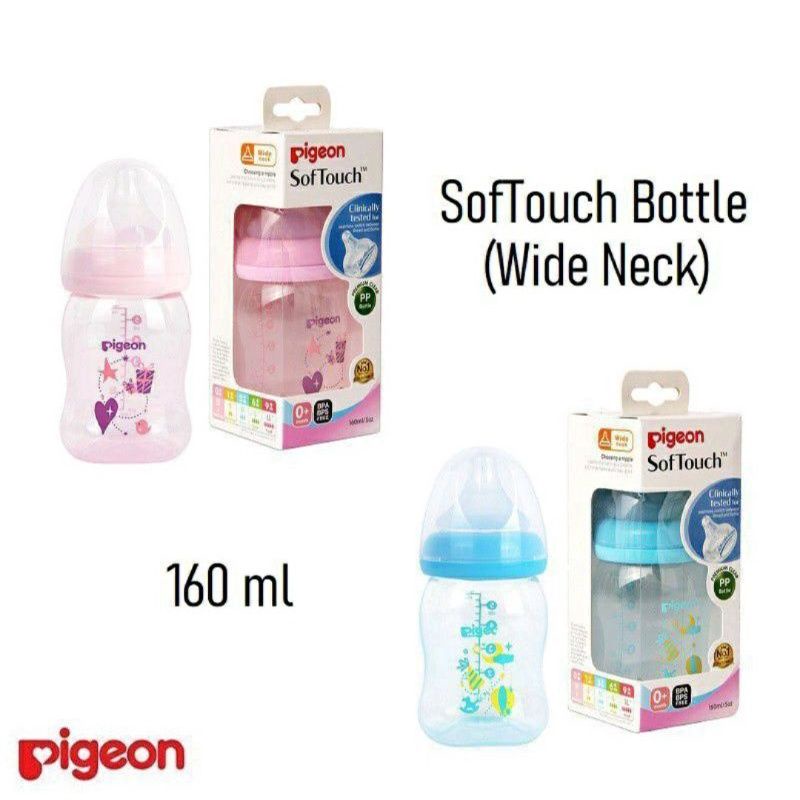 Pigeon Botol PP Clear Soft Touch WIDE NECK 160ml MOTIF - Pigeon Botol Susu Bayi