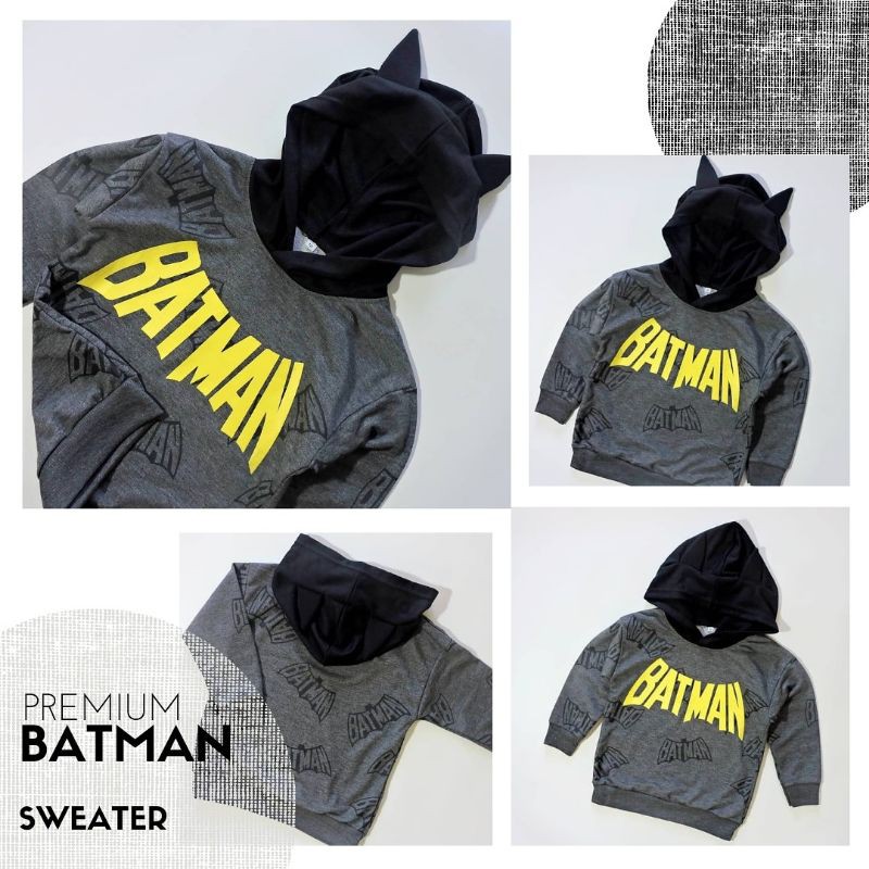 SWEATER ANAK BATMAN HOODIE TANDUK PREMIUM ANAK LAKILAKI/COWOK KEREN BAHAN BABY TERRY