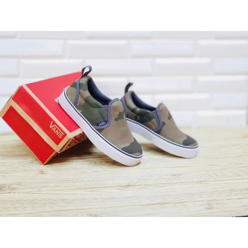 VANS SLIP ON ARMY KIDS READY SEPATU ANAK LAKI UMUR 3 TAHUN