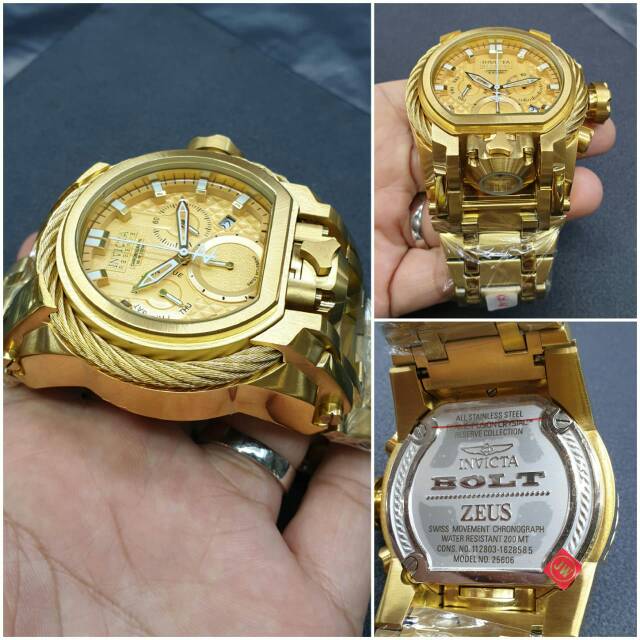Jam tangan pria INVICTA BOLT ZEUS 2TIME GOLD GRADE PREMIUM AAA+