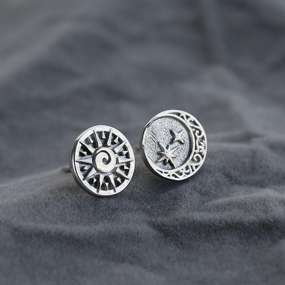 Needway Stud Earrings Tren Kreatif Bulan Matahari Okultasi Gaya Korea Anting Tindik