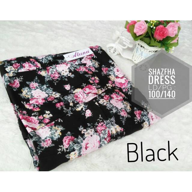 Shazfa Dress muslim katun jepang original motif shabby bunga