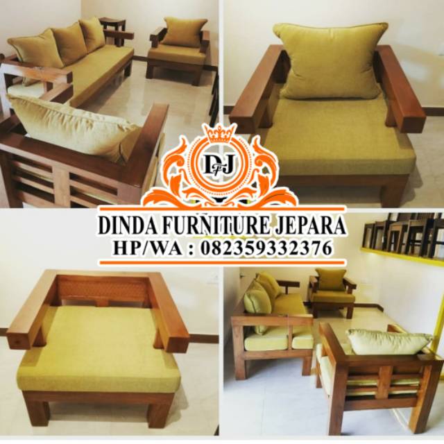 Kursi sofa minimalis modern jati dudukan busa