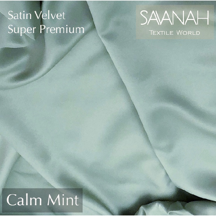 1 meter Kain Satin Velvet SUPER PREMIUM / Sateen Velvet Premium Dress hijab Gamis PASTEL-Calm Mint