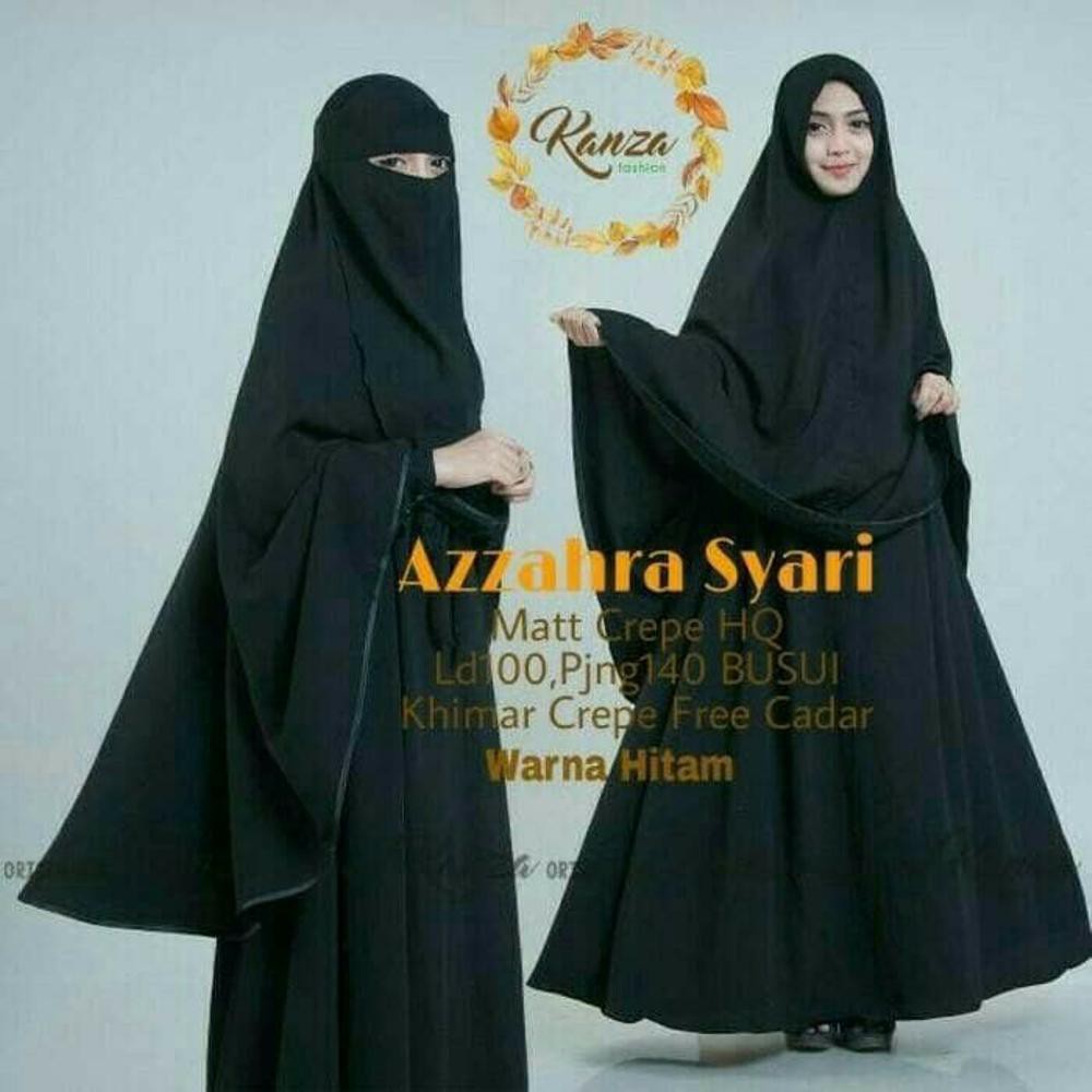 Promo Azzahra Gamis syari cadar Hitam Murah