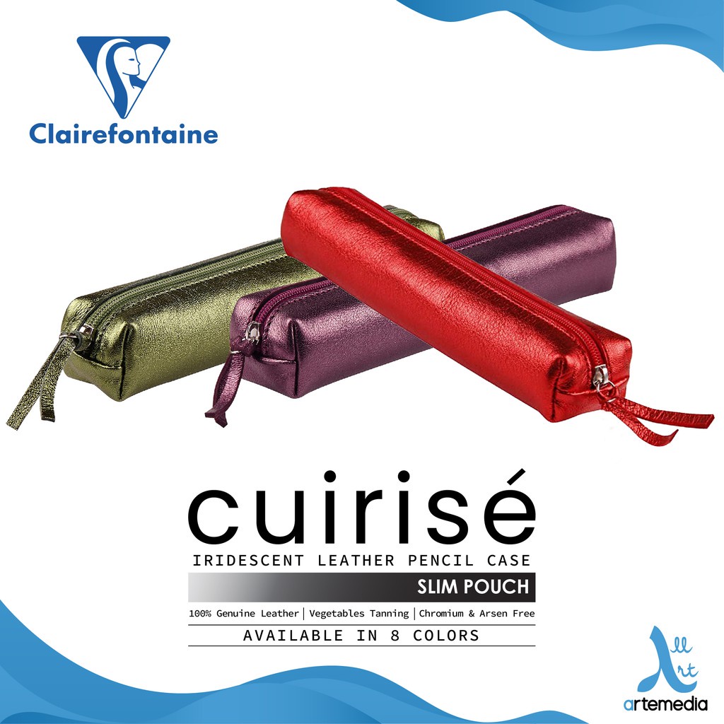 

Clairefontaine Pencil Case Leather Cuirise Slim Pouch Tempat Pensil Dompet Tas Kosmetik