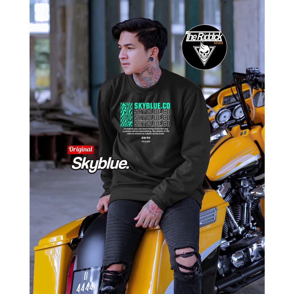 CREWNECK SKYBLUE ORIGINAL DISTRO BANDUNG/CREWNECK VESPA SKYBLUE.CO/SWEATSHIRT PRIA