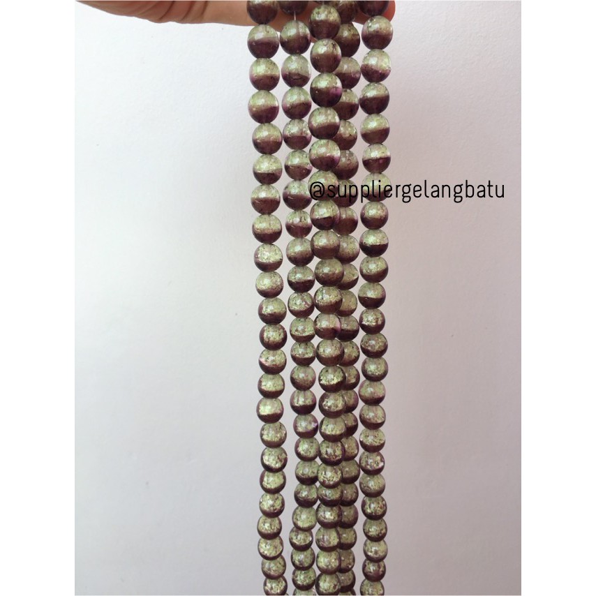 Manik Kristal Ungu 12mm Glow In The Dark Fosfor Kaca Premium Cantik craft beads grosir kerajinan