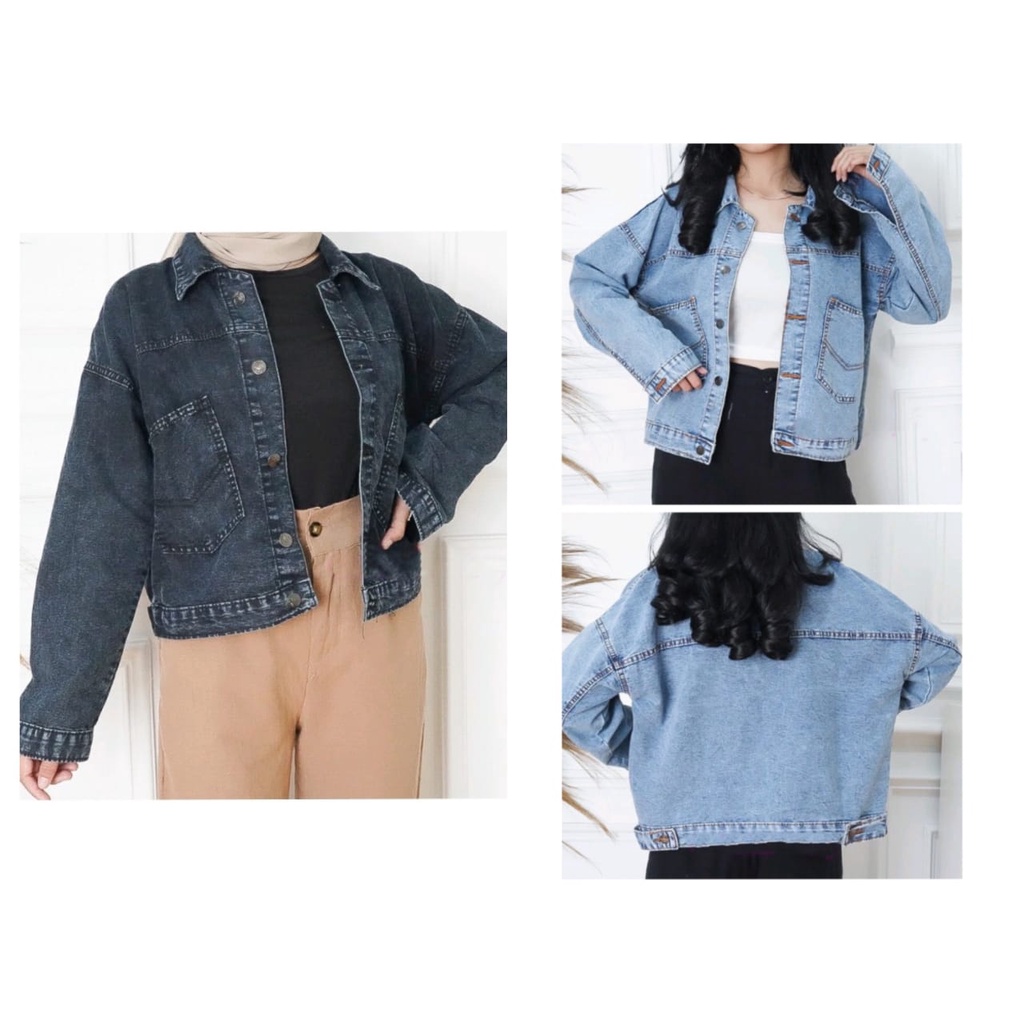 HUM - ZFS OOTD Jaket Jeans Terbaru / Gracia Premium Oversize Jeans Jacket / Jaket Denim