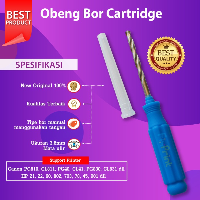 Obeng Bor Tangan 3.6mm Refill Infus Cartridge PG810 CL811 PG745s CL746s HP 680 682 802 Black Color