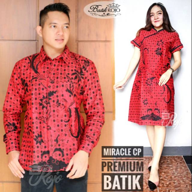 Batik Couple Cheongsam Modern Kemeja & Dress Premium Batik Rojo Solo