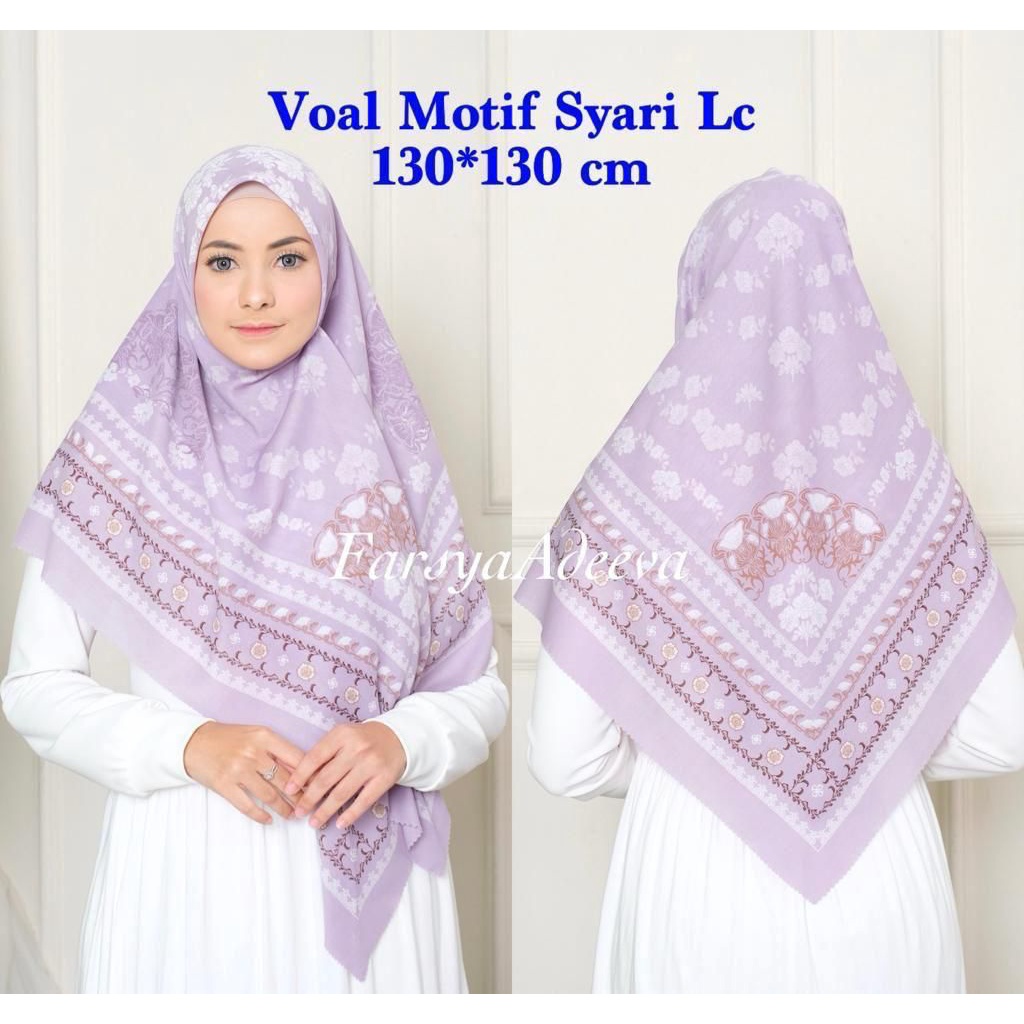 SERAGAM | New Hijab | 130 x 130 |Jilbab Segi Empat Syari Motif LC | Farsya Adeeva Voal Motif Syari L
