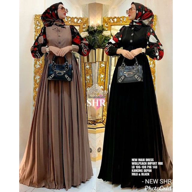 READY SIAP KIRIM ORIGINAL BRAND SHR GAMIS LENGAN BUNGA.