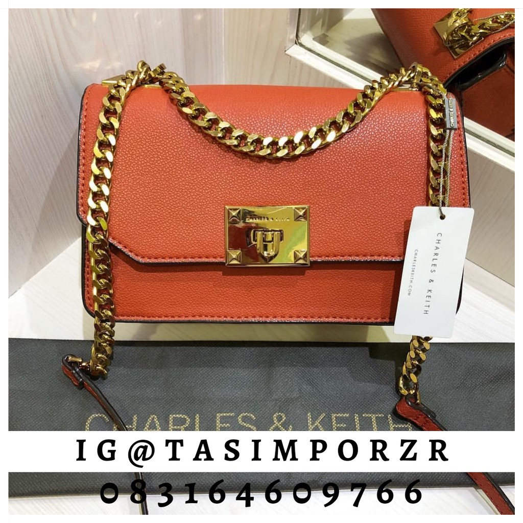 TAS Charles and Keith Handle warna Brick TAS Pesta mewah Kondangan realpict video Tas Selempang CK