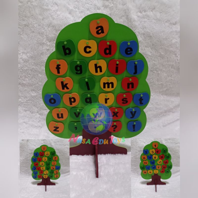 NusaEduToys - ALAT PERAGA EDUKATIF TK PAUD / Pohon angka / pohon abjad huruf / pohon hijaiyah