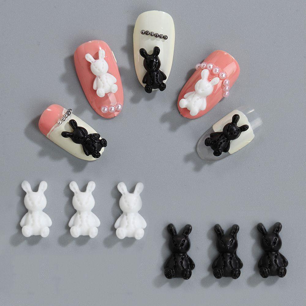 Mxbeauty Kartun Dekorasi Nail Art Lucu Warna-Warni Resin Kelinci Beruang 3D Nail Art Berlian Imitasi