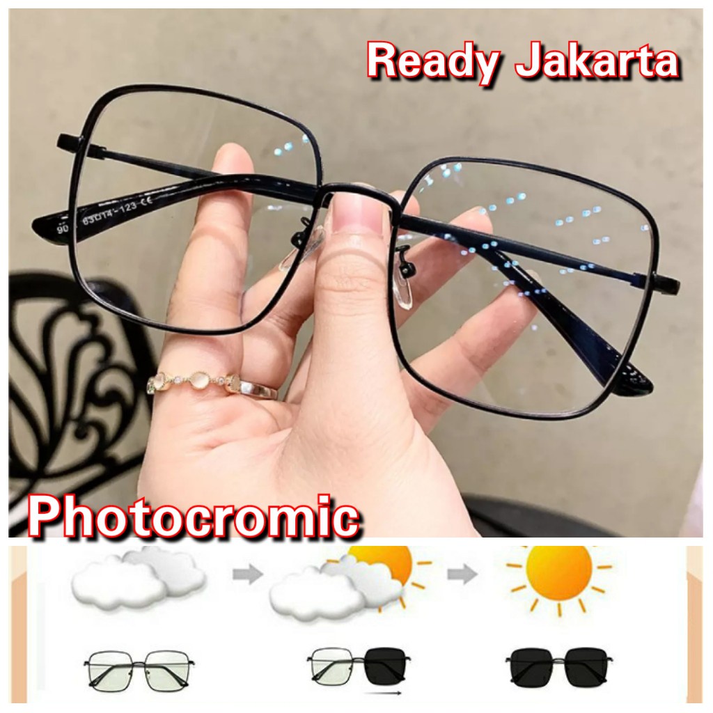 NEW PHOTOCROMIC KACAMATA FREM KOTAK WANITA DAN PRIA MILENIAL UNISEX FRAME KOREAN STYLE VIRAL - SPRING STYLE