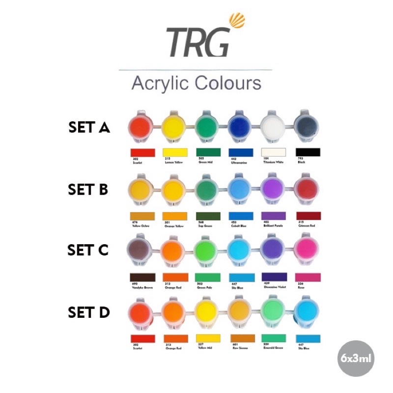 

TRG ACRYLIC SET 6 WARNA - cat akrilic kanvas 3ml