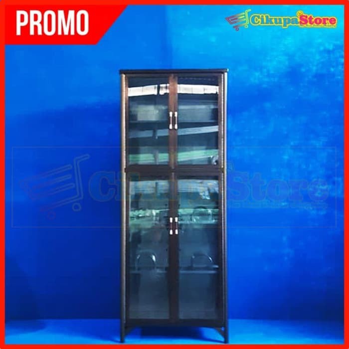 Lemari Piring Aluminium 2 Pintu Full Kaca Riben LPS 809-66 Brown