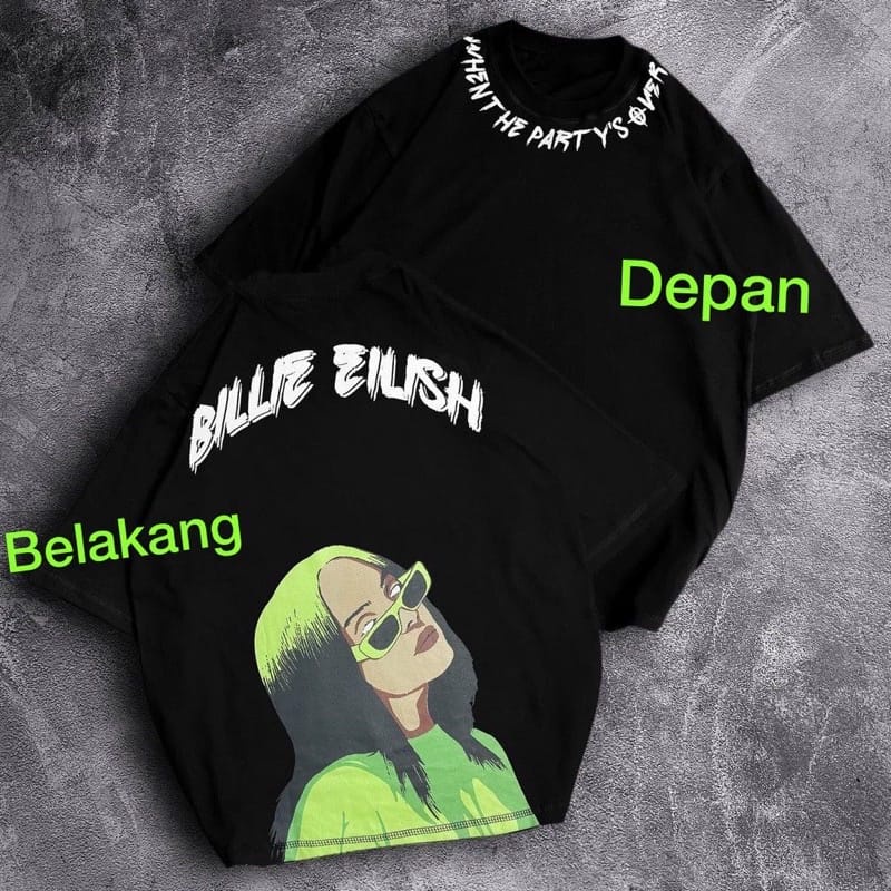 Tq88indonesia Fashion Baju Atasan Wanita Terbaru /  Kaos Oversize Billie Eilish / Busana Santai Cewek Kekinian / Ootd