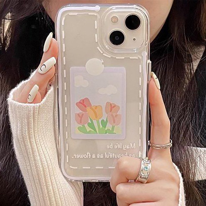 Soft Case Transparan Motif Bunga Tulip Untuk iPhone 13 11 12 Pro Max X XR XS Max 7 8 Plus SE 2020 2022