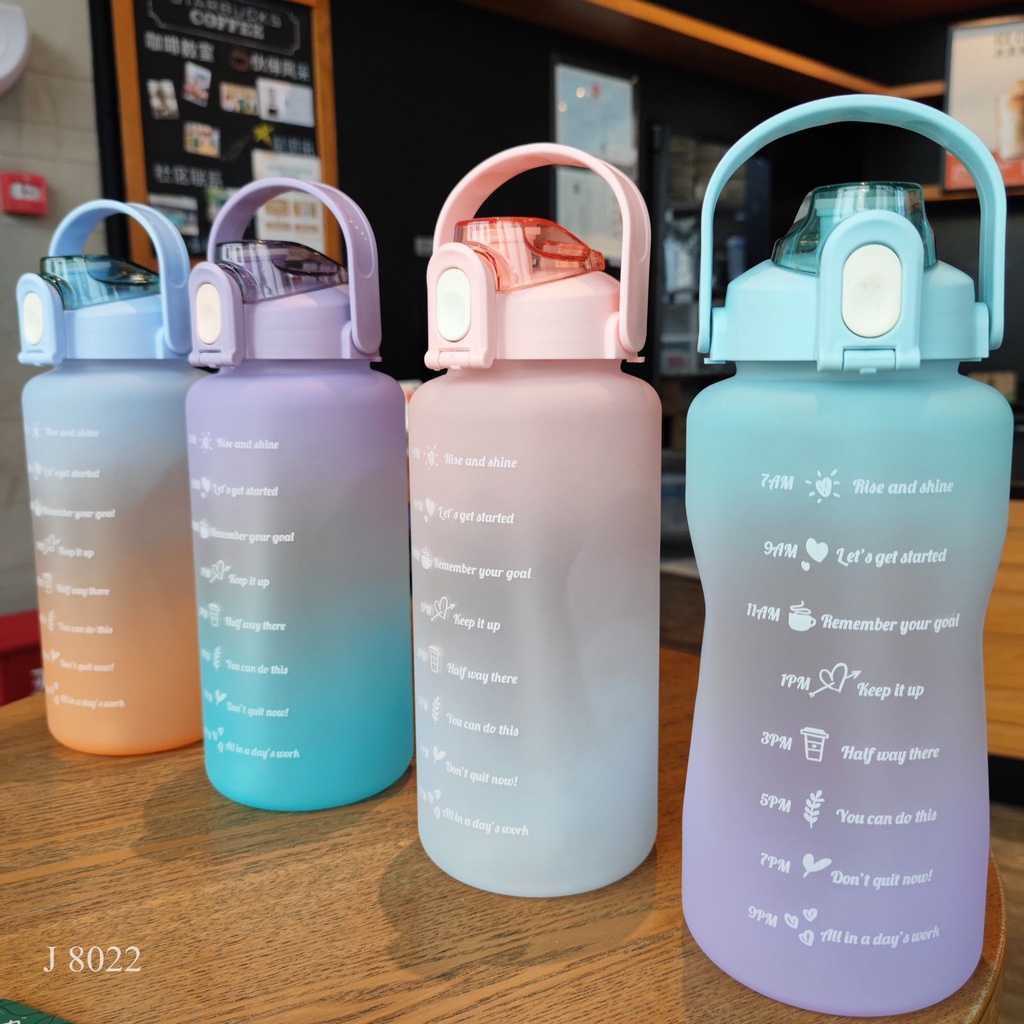 BOTOL MINUM GRADASI  RAINBOW REMINDER BOTTLE J 8022