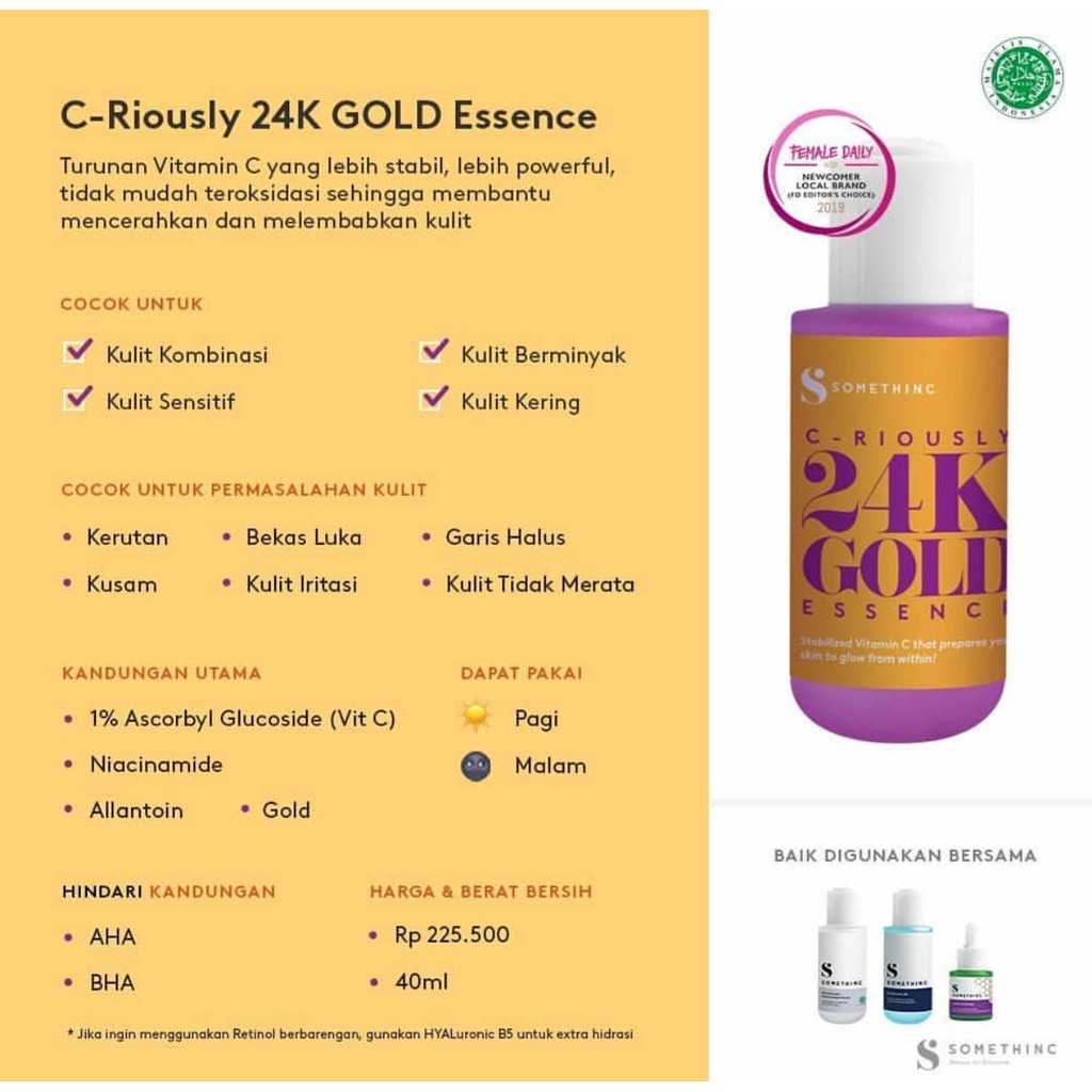 SOMETHINC CRIOUSLY 24K GOLD Essence (40ml) dan 20ml