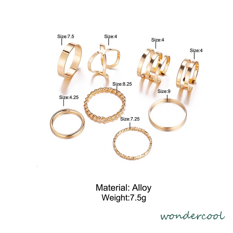 8 Pcs/set Retro Multi-Lapisan Pembukaan Cross Cincin Wanita Fashion Perhiasan Hadiah-Won