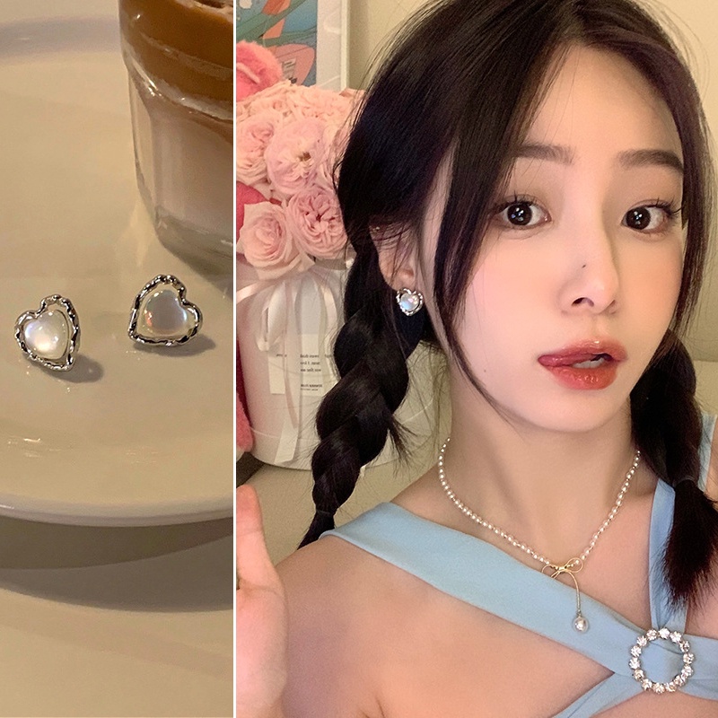 Versi Korea Dari Perak Jarum Zirkon Putih Cahaya Anting Mewah Anting Desain High-end COCOJEWELRY